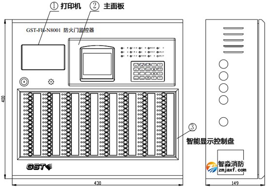 GST-FH-N8001防火門監控器外觀示意圖