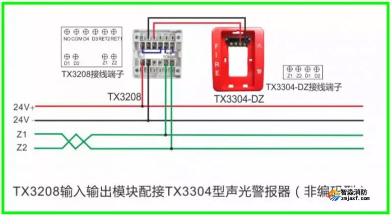 泰和安火災報警產品接線示意圖