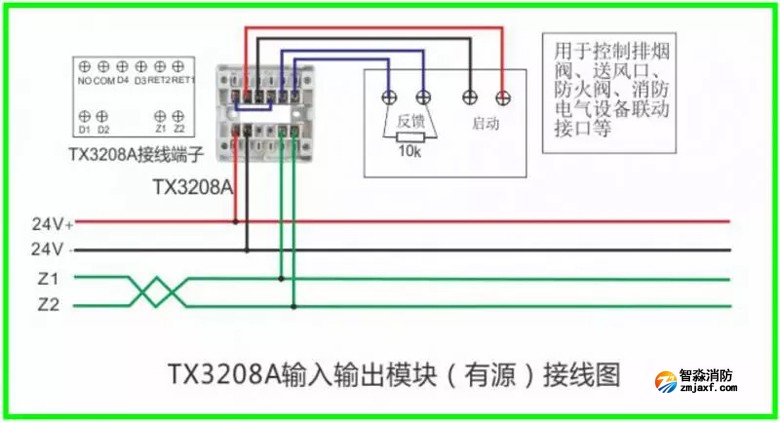泰和安火災報警產品接線示意圖