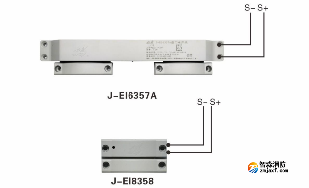 J-EI6357A、J-EI8358一體式門磁開關接線圖