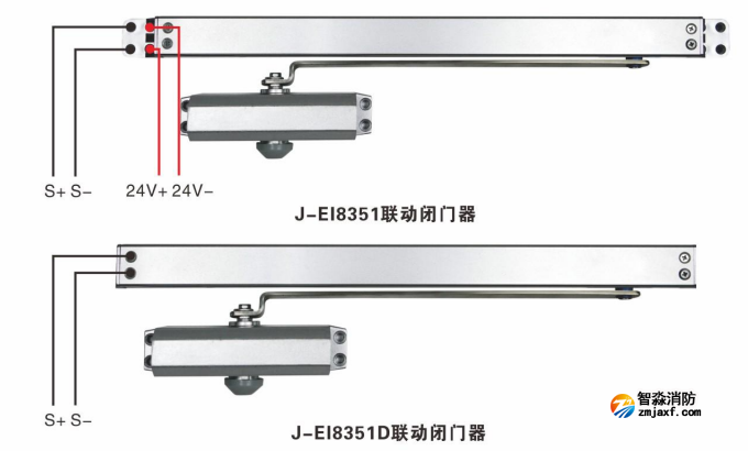 J-EI8351、J-EI8351D一體式聯動閉門器接線圖